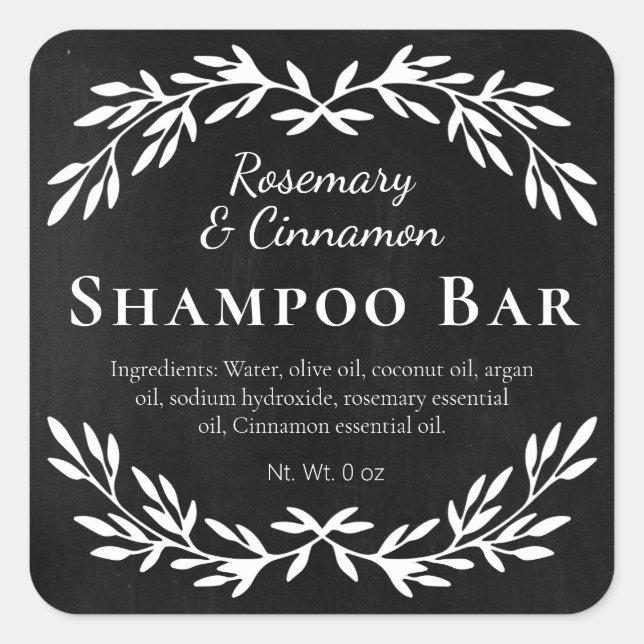 Black Vintag DIY Shampoo Bar Labels Quadratischer Aufkleber (Vorderseite)