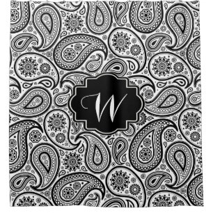 Black Vintag Paisley Pattern Duschvorhang