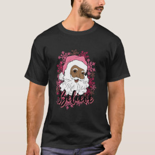 Black Vintag Pink Afro Santa Claus Pink Weihnachte T-Shirt