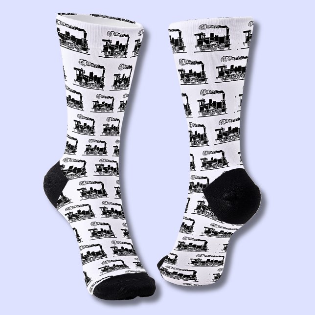 Black Vintag Railroad Dampfzug Motor Socken (Von Creator hochgeladen)