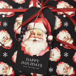 Black Vintag Retro Santa Claus Weihnachten Geschenkanhänger<br><div class="desc">Fügen Sie Ihren Geschenken eine nostalgische Touch mit diesen Vintagen Weihnachtsgeschenkmarken des Weihnachtsmanns hinzu. Mit einer charmanten Retro Santa Illustration mit festlichen Schneeflocken sind diese Tags perfekt, um Ihren Urlaubsgeschenken Persönlichkeit und Wärme zu verleihen. Das klassische Santa-Design vor schwarzem Hintergrund schafft einen stilvollen Kontrast, der sich auf Geschenkboxen, Taschen oder...</div>