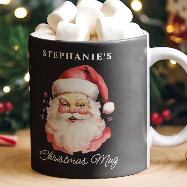 Black Vintag Retro Santa Claus Weihnachten Kaffeetasse (Von Creator hochgeladen)