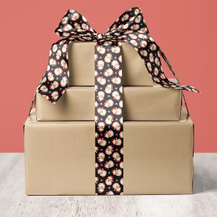 Black Vintag Retro Santa Claus Weihnachten Satinband