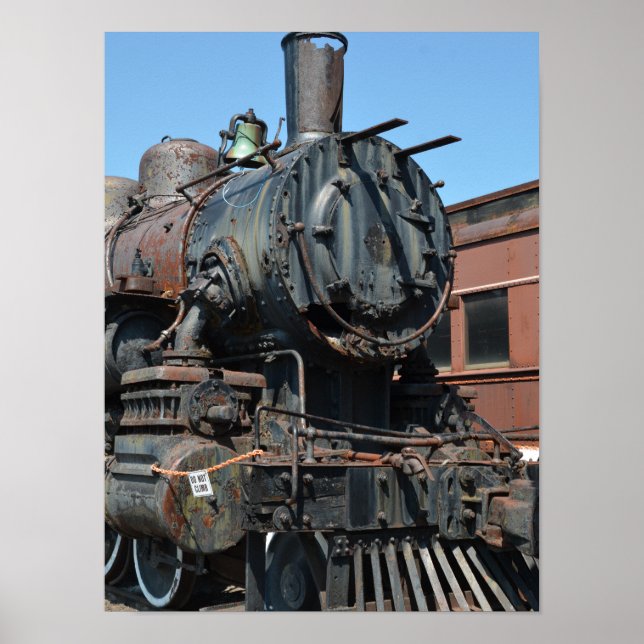 Black Vintag Rusty Steam Lokomotive Motor Poster (Vorne)