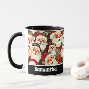 Black Vintag Santa Claus Tartan Karierte Weihnacht Tasse