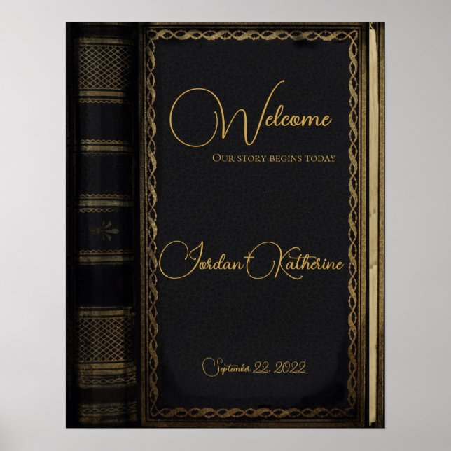 Black Vintag Storybook Welcome Wedding Poster (Vorne)