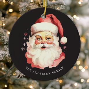 Black Vintag Watercolor Weihnachten Keramik Ornament