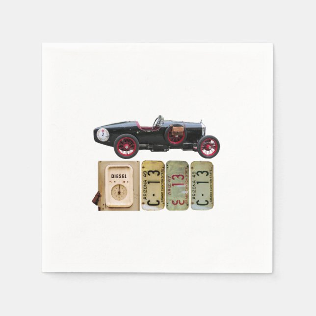 Black Vintage Car Serviette (Vorderseite)