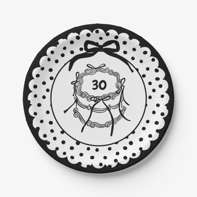 Black Vintage Coquette Bow Cake Pappteller (Vorderseite)