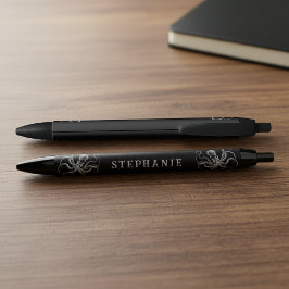 Black Vintage Octopus with Custom Name Pen  Kugelschreiber