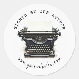 Black vintage Typewriter Signed by the author  Runder Aufkleber