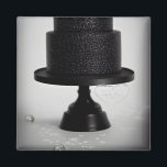 Black Vintage Wedding Cake & Stand Magnet<br><div class="desc">Black Vintage Wedding Cake & Stand</div>