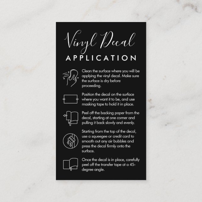 Black Vinyl Care Guide Personalisiert handgezeichn Visitenkarte (Rückseite)