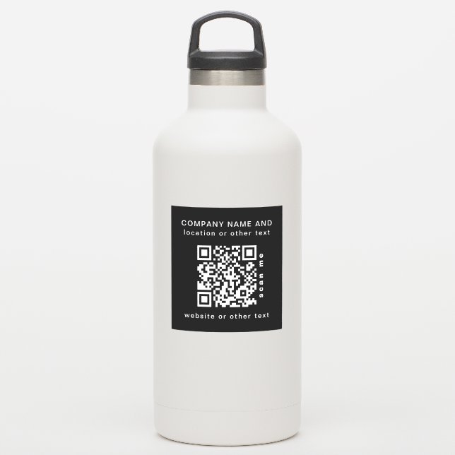 Black Vinyl Square Business QR Code Water Bottle S Aufkleber (Wassserflasche)