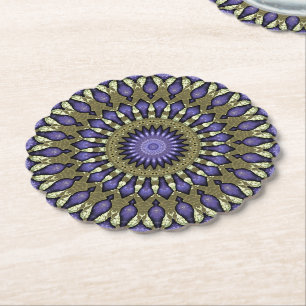 Black Violet Lila Imitat Gold Mandala Muster Untersetzer
