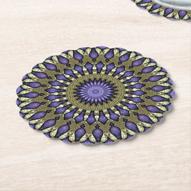 Black Violet Lila Imitat Gold Mandala Muster Untersetzer (angewinkelt)