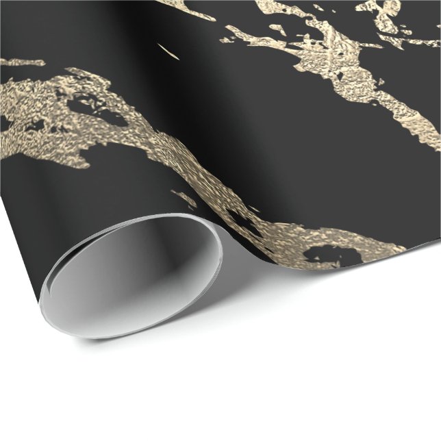 Black VIP Foxier Gold Marmor Shiny Glam Geschenkpapier (Rolleneckpunkt)