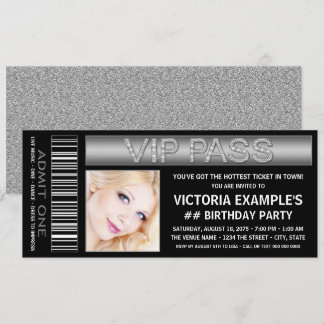Black VIP Pass Ticket Geburtstagsparty Einladung