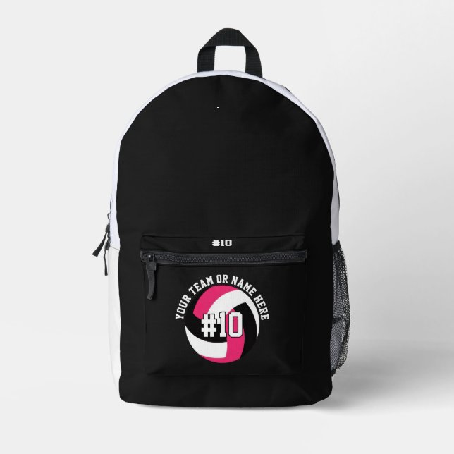 Black Volleyball Backpack Player Team Teen Girls Bedruckter Rucksack (Vorderseite)