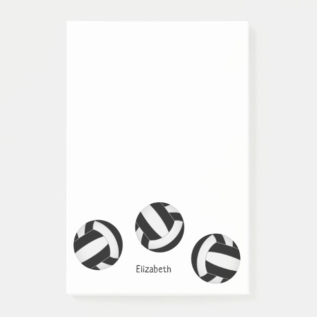 Black Volleyball Notizblock mit dem Namen Sportler (Vorderseite)