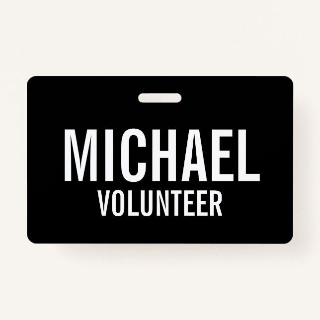 Black Volunteer Abzeichen mit Individuelle Name Ausweis (Vorderseite)