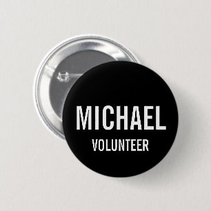 Black Volunteer Abzeichen mit Individuelle Name Button