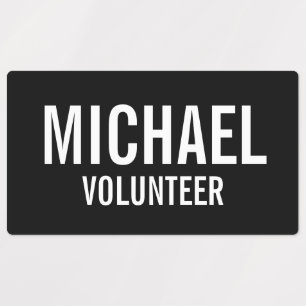 Black Volunteer Abzeichen mit Individuelle Name La Etiketten