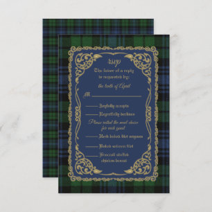 Black Watch Ancient Tartan Response Card RSVP Karte