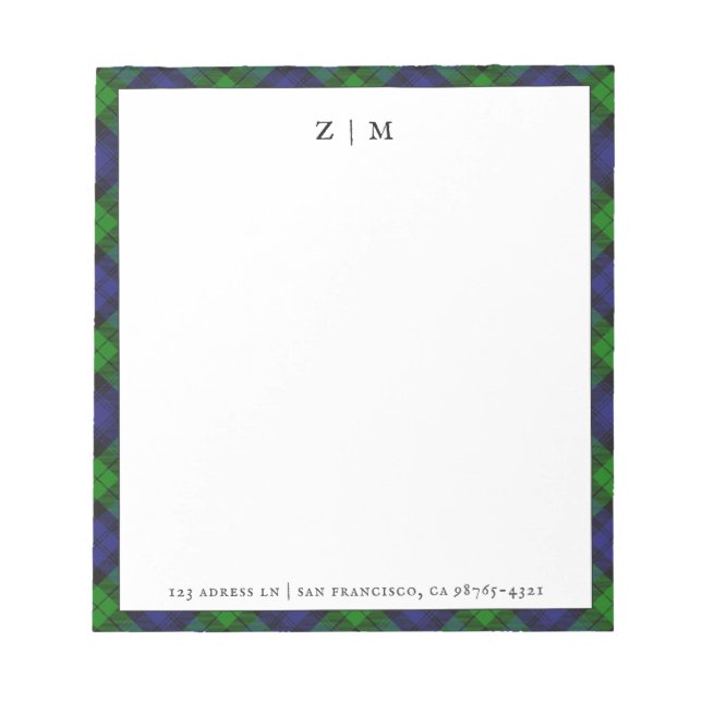 Black Watch Cambpell Clan Tartan Kariertes Muster Notizblock (Vorderseite)