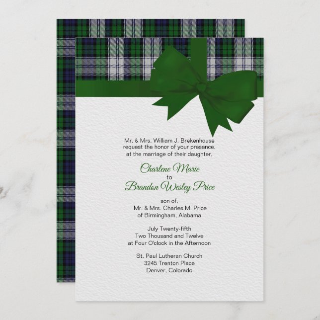 Black Watch Dress Kariert 2 Einladung zur Hochzeit (Vorne/Hinten)