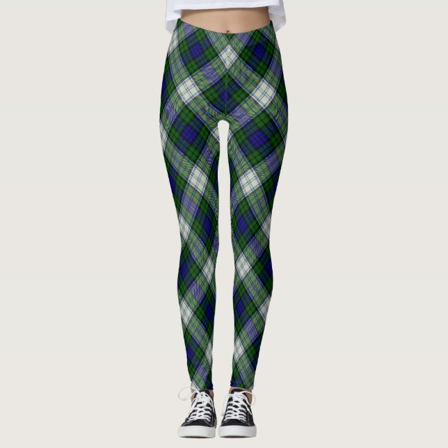 Black Watch Dress Modern Tartan Karierte Raute Leggings (Vorderseite)