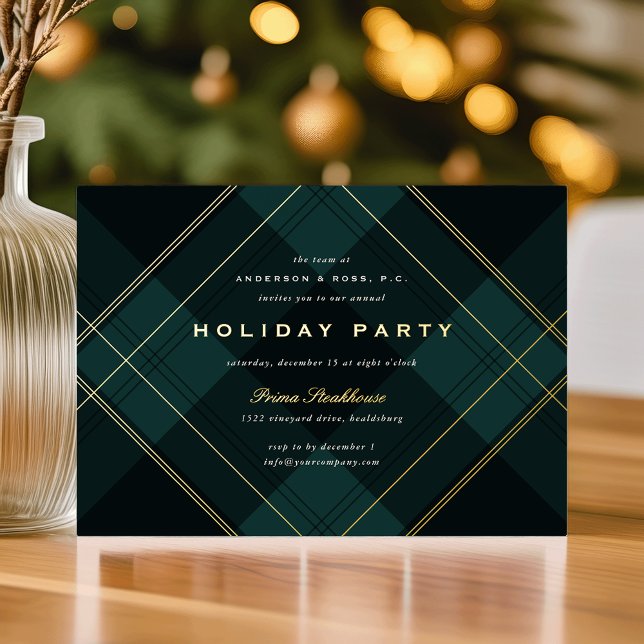 Black Watch Karierte Corporate Holiday Party Folieneinladung (Von Creator hochgeladen)