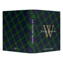 Black Watch Scottish Tartan Gold Monogram Wedding