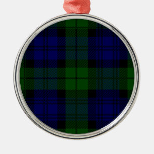 Black Watch Tartan Blau Grün Kariert Silbernes Ornament