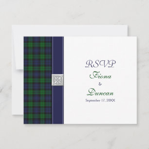 Black Watch Tartan Celtic Response Card RSVP Karte