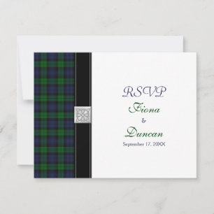 Black Watch Tartan Celtic Response Card RSVP Karte