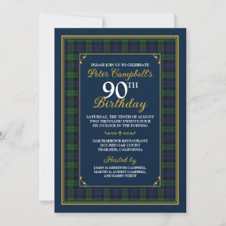 Black Watch Tartan Einladung zum 90. Geburtstag