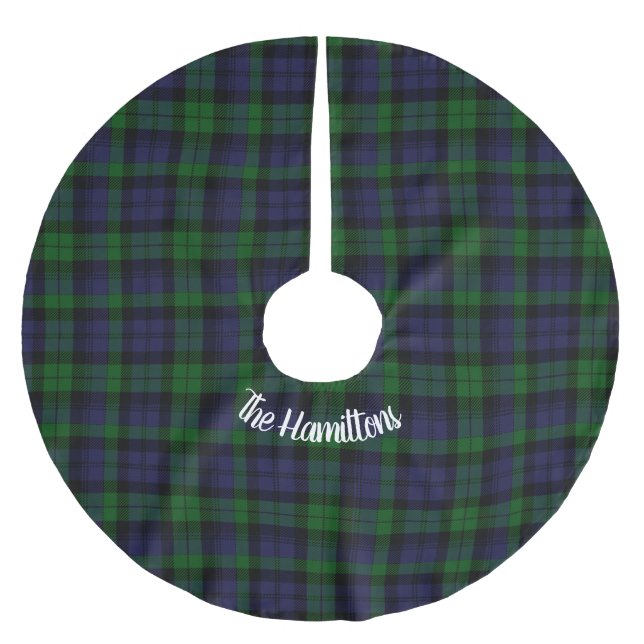 Black Watch Tartan Karierte Weihnachten individuel Polyester Weihnachtsbaumdecke (Vorderseite)