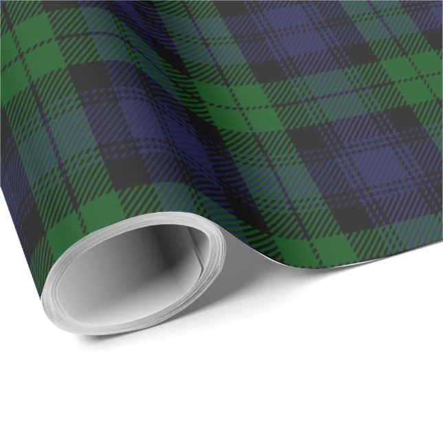 Black Watch Tartan Kariertes schottisches Karierte Geschenkpapier (Rolleneckpunkt)