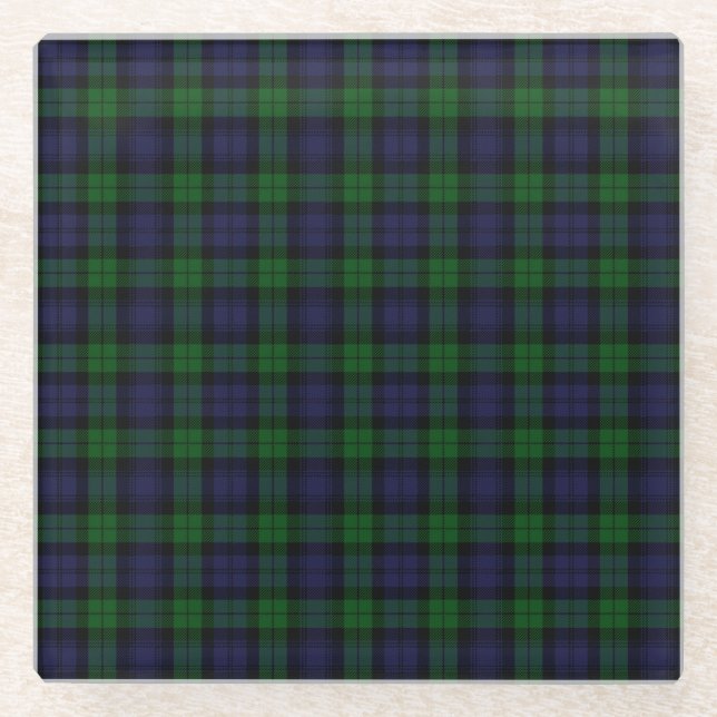 Black Watch Tartan Kariertes schottisches Karierte Glasuntersetzer (Vorderseite)