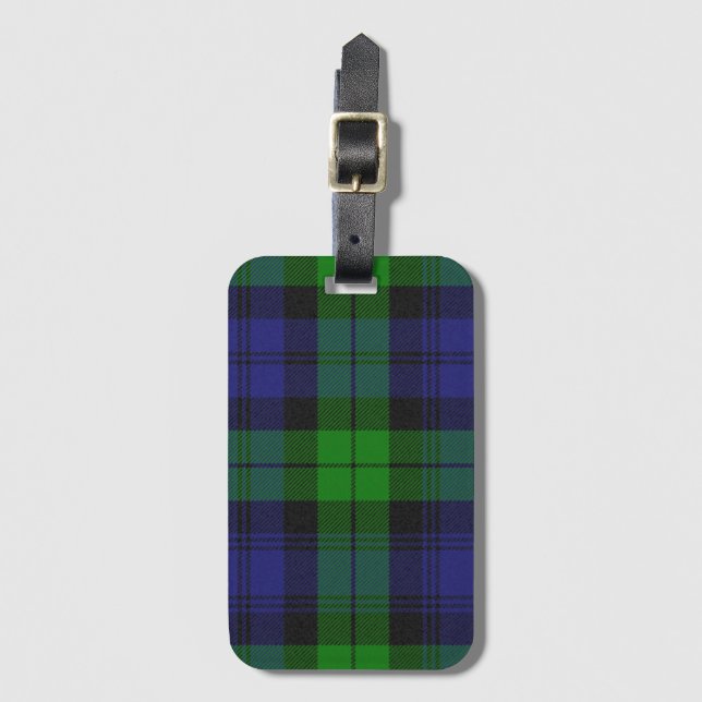 Black Watch Tartan Kariertes schottisches Muster Gepäckanhänger (Vorderseite Vertikal)