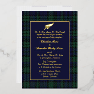 Black Watch Tartan Karo Hochzeit Folieneinladung