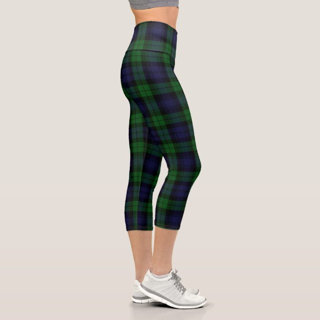 Black Watch Tartan Plaid Capri Leggings (Rechts)