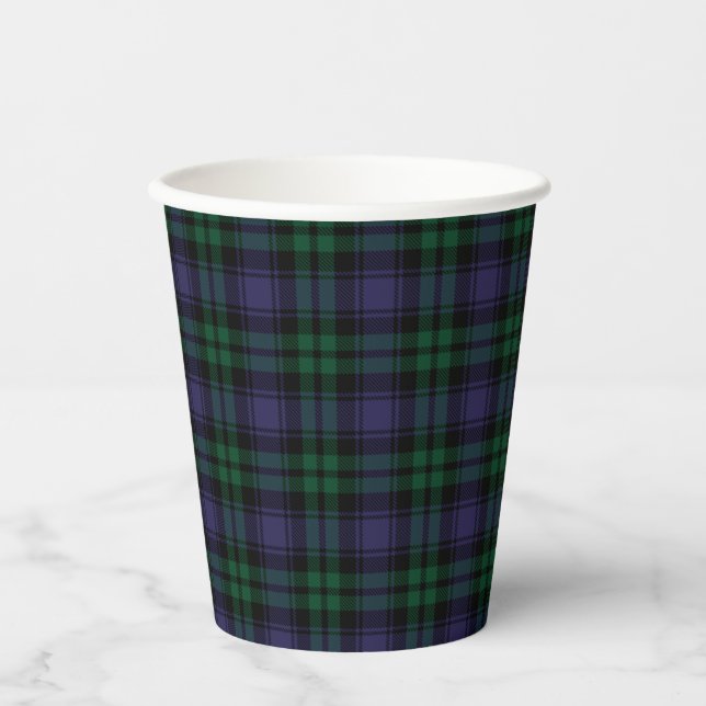 Black Watch Tartan, Plaid Pappbecher (Vorderseite)