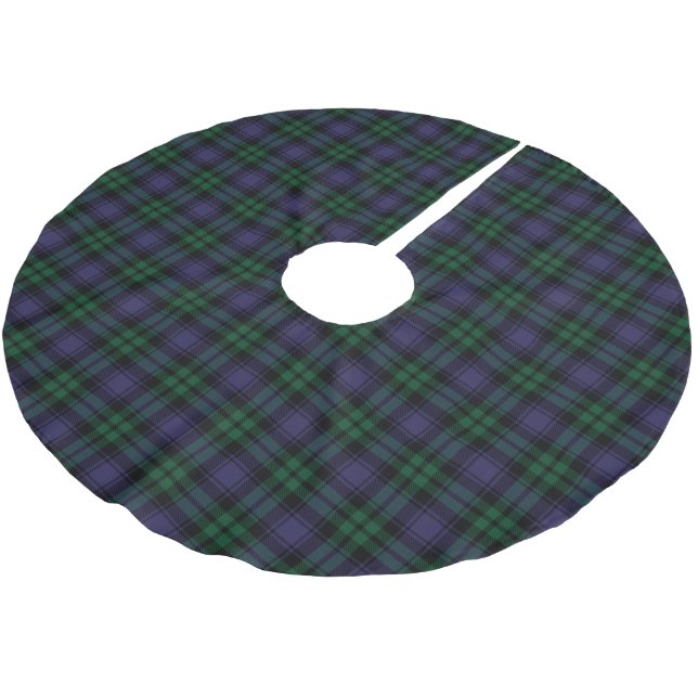Black Watch Tartan, Plaid Polyester Weihnachtsbaumdecke (Schrägansicht)
