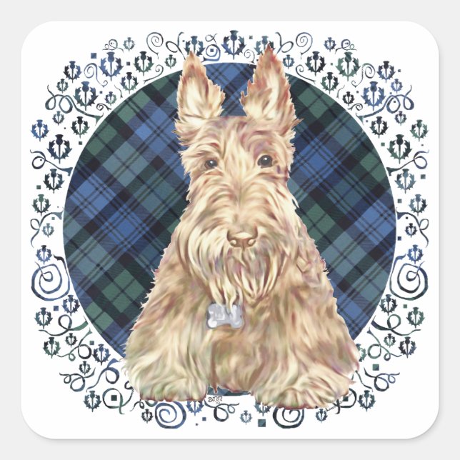 Black Watch Tartan Quadratischer Aufkleber (Vorderseite)