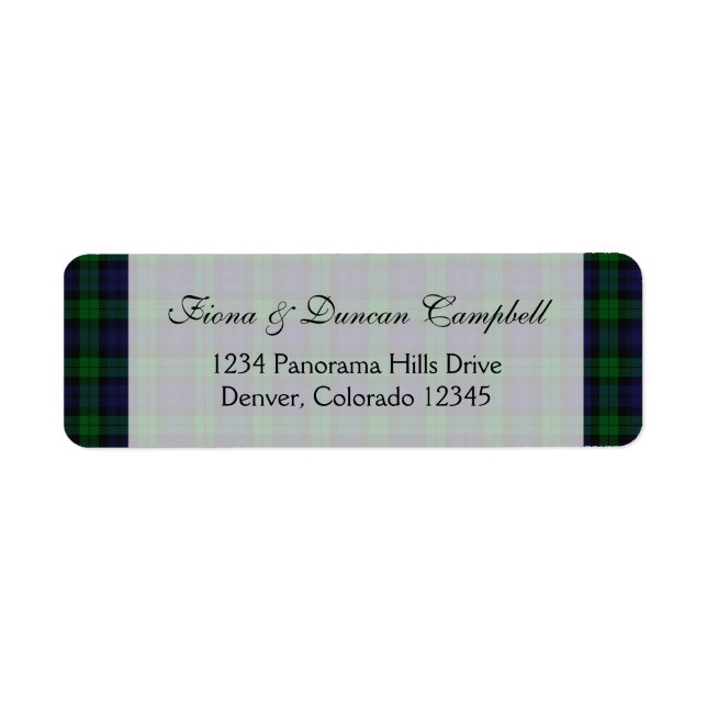 Black Watch Tartan Schottische Rücksendeadresse (Vorne)