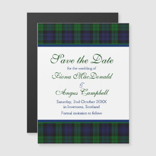 Black Watch Tartan Wedding Save the Date Magnet