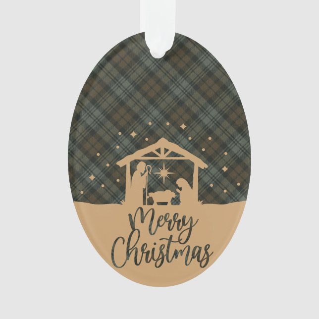 Black Watch Weathered Scottish Tartan Christmas Ornament (Vorderseite)