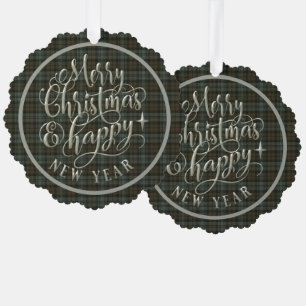 Black Watch Weathered Scottish Tartan Weihnachten Ornament Karte